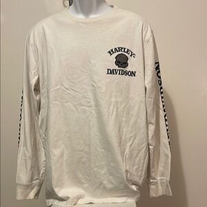 Harley-Davidson Men's  Crew neck size LARGE Cream color Long Sleeve Shirt
